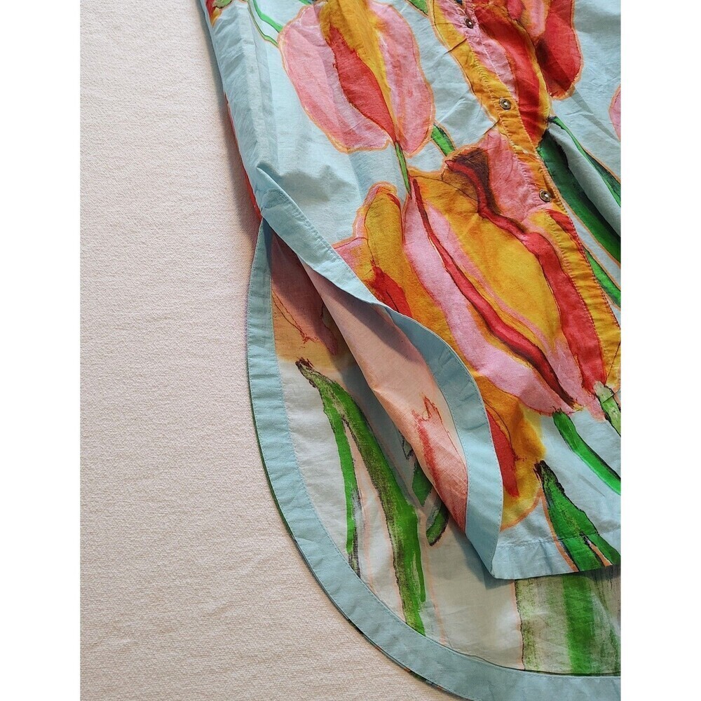 Anthropologie Maeve Womens Tulip Print Midi Dress Size XS Button Front Romantic - Picture 12 of 15
